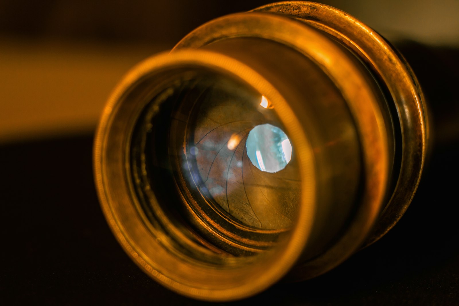 Close-up of a cinema lens