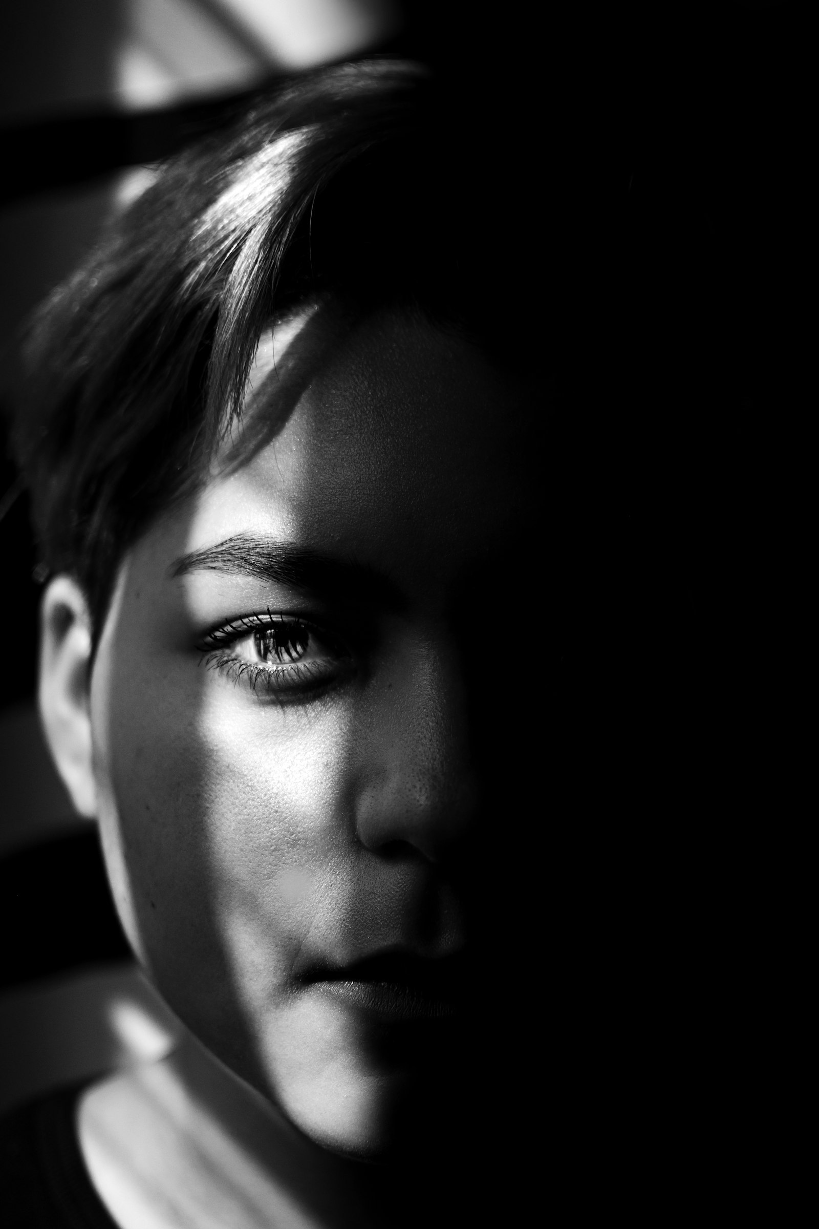 Portrait softly lit by window light